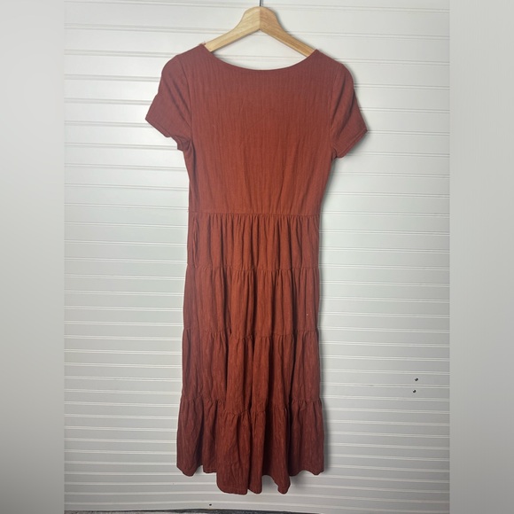 Maeve Anthropologie Gillian Tiered Maxi Dress Rust Color - Picture 4 of 7